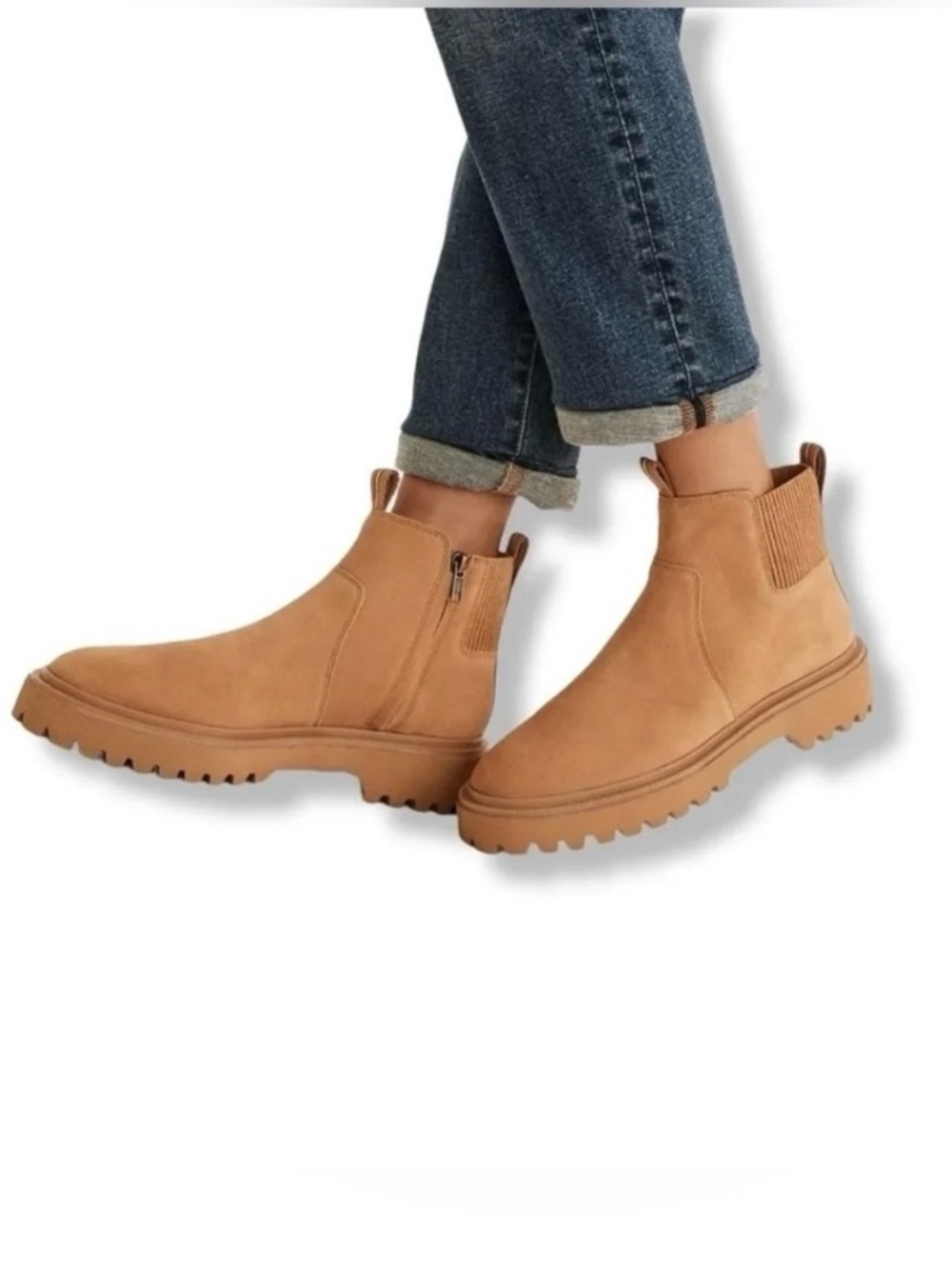 Madewell henry Tan suede Chelsea boots ankle chunky shoes sole size 9